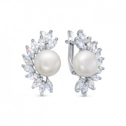 z2-10458 Серьги с жемчугом. Серебро 925.