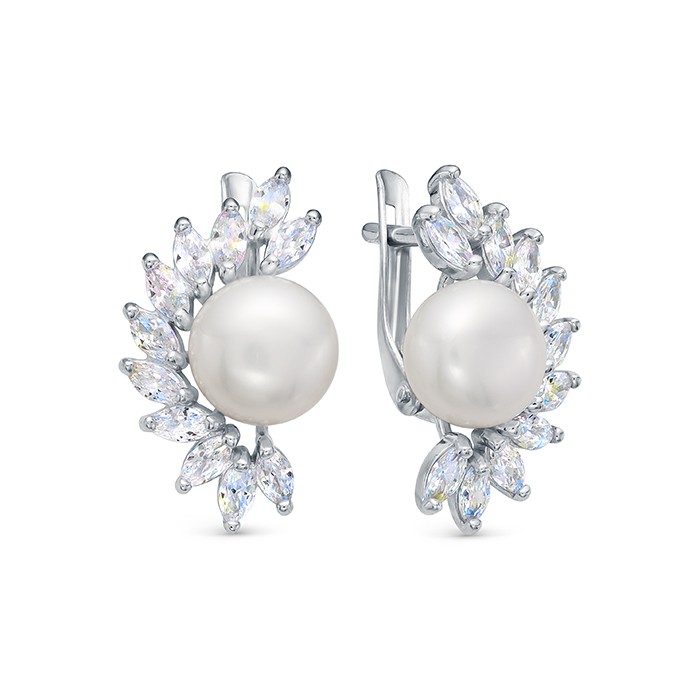 z2-10458 Серьги с жемчугом. Серебро 925. 