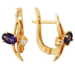 z2-7508 Серьги с полудрагоценными вставками. Золото 585.