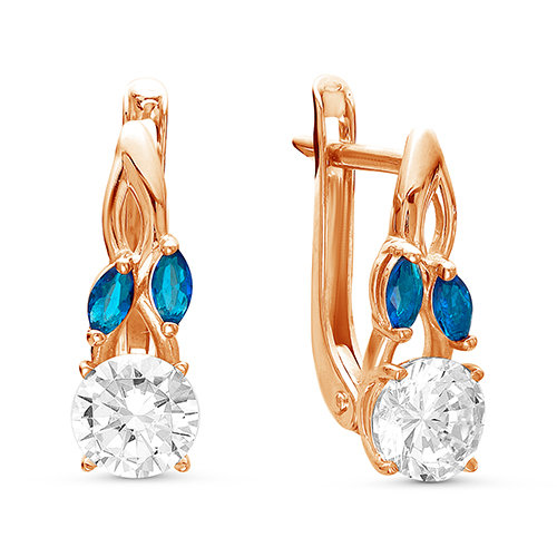 z2-9494 Серьги с фианитами. Золото 585. 