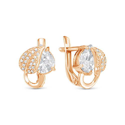 z2-9939 Серьги с фианитами. Золото 585. 