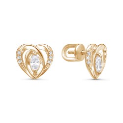 z2-10118 Серьги с фианитами. Золото 585.