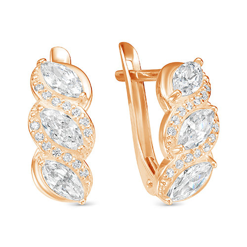 z2-9837 Серьги с фианитами. Золото 585. 