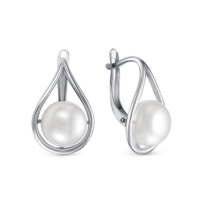 z2-10599 Серьги с жемчугом. Серебро 925.  