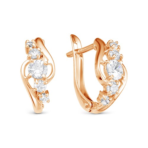 z2-9999 Серьги с фианитами. Золото 585. 