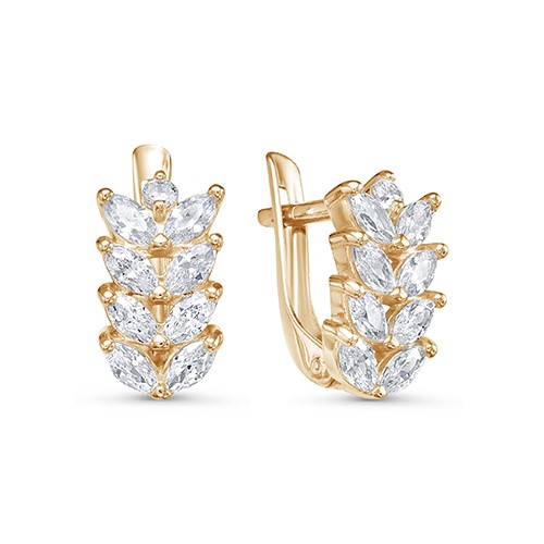 z2-10133 Серьги с фианитами. Золото 585. 