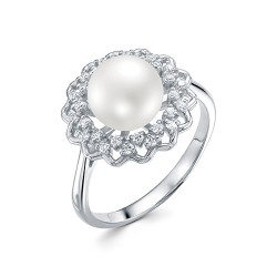 z1-10252 Кольцо с жемчугом. Серебро 925.