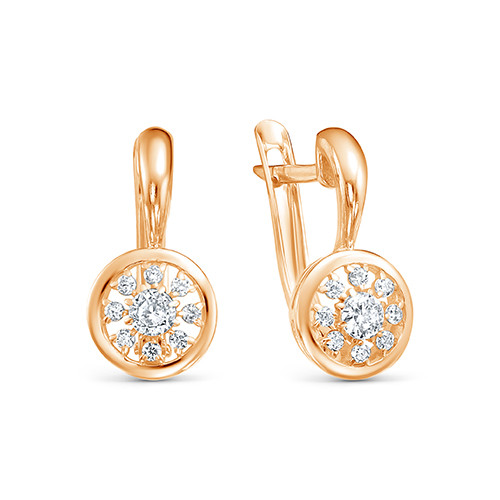 z2-9385 Серьги с фианитами. Золото 585. 