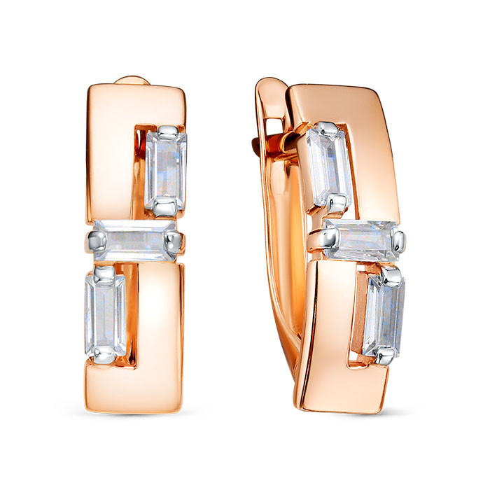 z2-11459 Серьги с фианитами. Золото 585. 