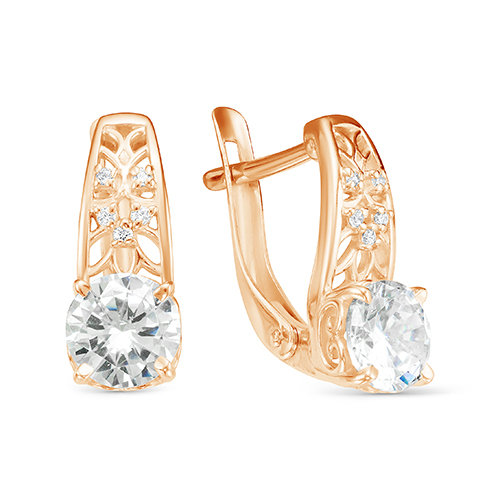 z2-9842 Серьги с фианитами. Золото 585. 