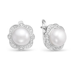z2-9653 Серьги с жемчугом. Серебро 925.