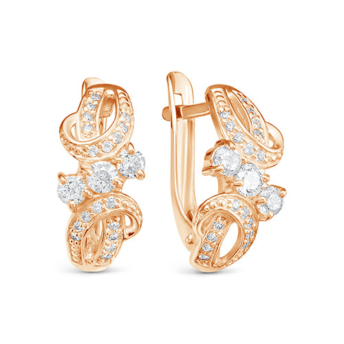 z2-10050 Серьги с фианитами. Золото 585. 