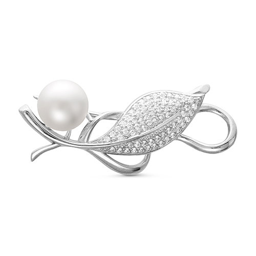 z7-042 Брошь с жемчугом. Серебро 925. 