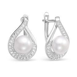 z2-9649 Серьги с жемчугом. Серебро 925.