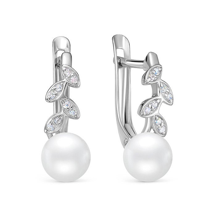 z2-10408 Серьги с жемчугом. Серебро 925. 