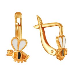 z2-733d-a Детские серьги "пчёлка" на английском замке.Золото 585.