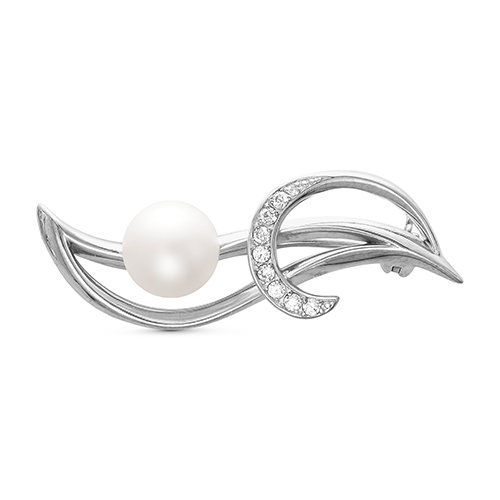 z7-043 Брошь с жемчугом. Серебро 925. 