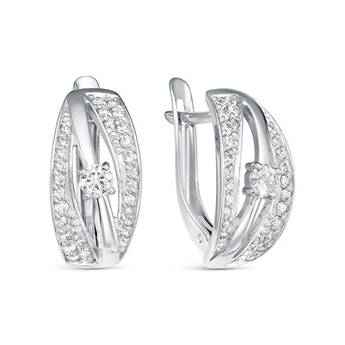 z2-10021 Серьги с фианитами. Серебро 925. 