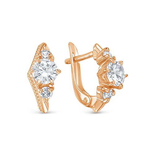 z2-10184 Серьги с фианитами. Золото 585. 