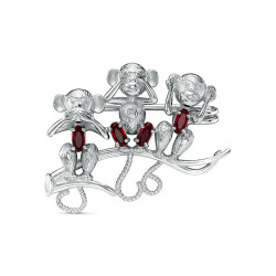 z7-095 Брошь с фианитами. Серебро 925.