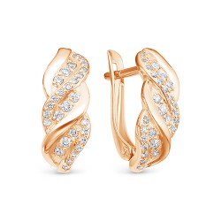 z2-10082 Серьги с фианитами. Золото 585.