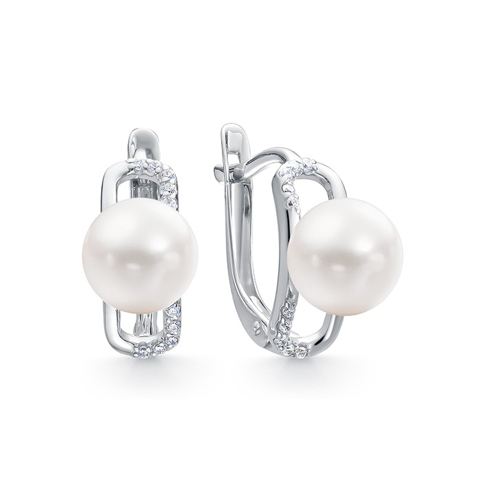 z2-10591 Серьги с жемчугом. Серебро 925. 