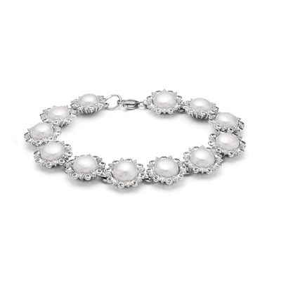 z8-106 Колье с жемчугом. Серебро 925.