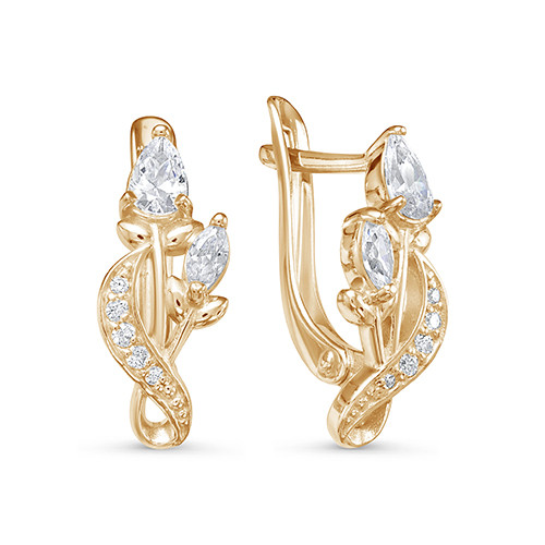 z2-10131 Серьги с фианитами. Золото 585. 