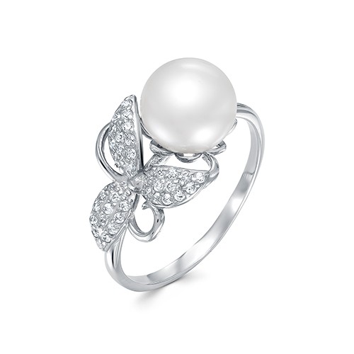 z 1-10221 Кольцо с жемчугом. Серебро 925. 