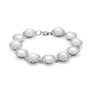 z8-104 Колье с жемчугом. Серебро 925.