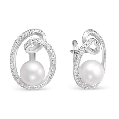 z2-9654 Серьги с жемчугом. Серебро 925. 