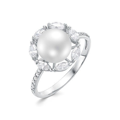 z1-10095 Кольцо с жемчугом. Серебро 925. 