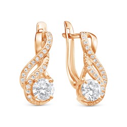 z2-10055 Серьги с фианитами. Золото 585.