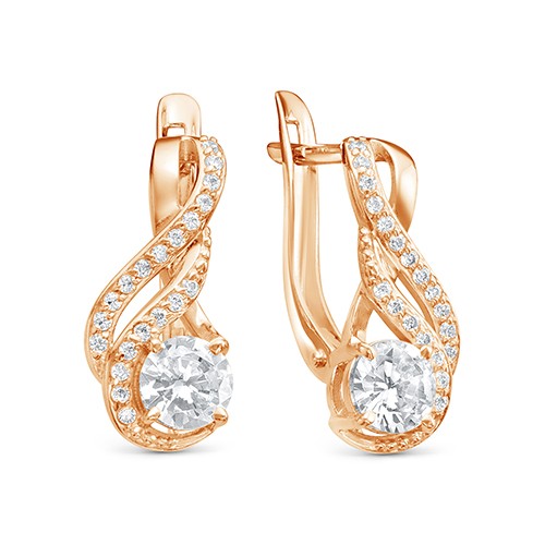 z2-10055 Серьги с фианитами. Золото 585. 