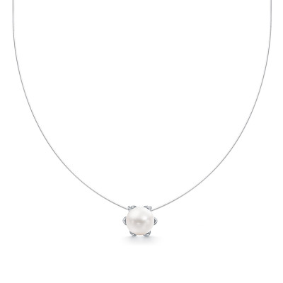 z4-7881 Колье с жемчугом. Серебро 925.