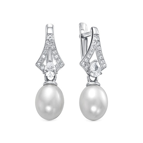 z2-10224 Серьги с жемчугом. Серебро 925. 