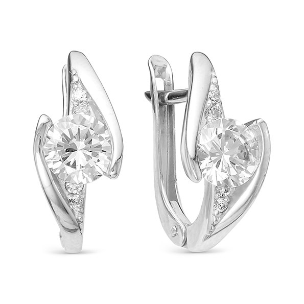 z2-9485 Серьги с фианитами. Серебро 925. 