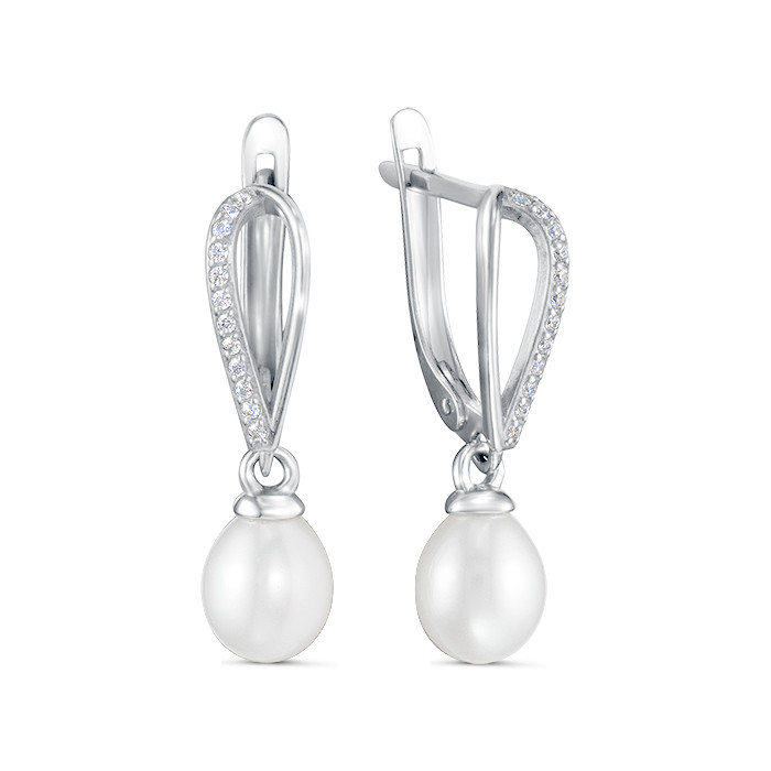 z2-10596 Серьги с жемчугом. Серебро 925. 