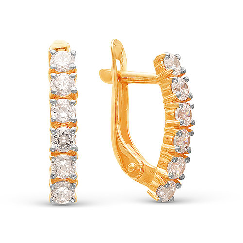 z2-8827 Серьги с фианитами. Золото 585. 