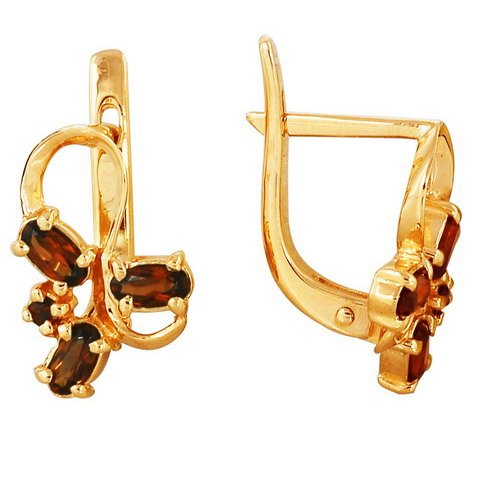 z2-102 Серьги с полудрагоценными вставками. Золото 585. 