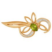 z7-017 Брошь с полудрагоценными вставками. Золото 585.