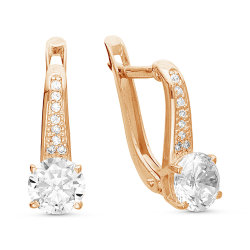 z2-9406 Серьги с фианитами. Золото 585.