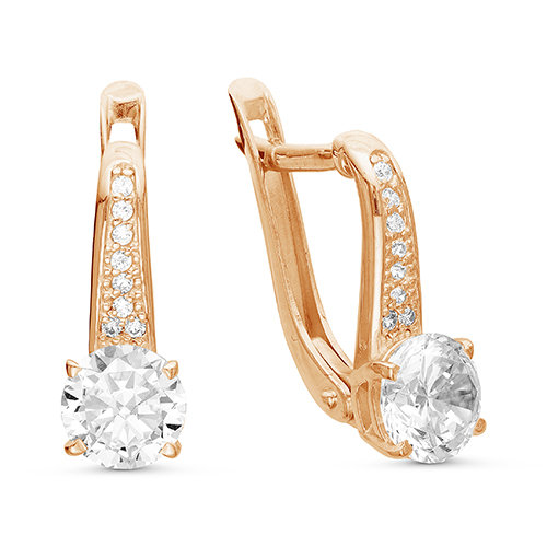 z2-9406 Серьги с фианитами. Золото 585. 