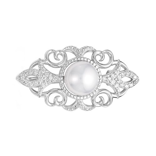 z7-066 Брошь с жемчугом. Серебро 925. 