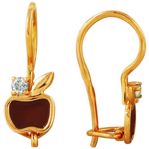 z2-751d Детские серьги "яблочко" на петельке.Золото 585. 