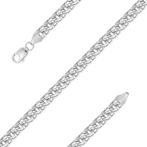 z6-074bv0.8-1 Цепь.Ручное плетение Бисмарк волна . Серебро 925 пробы 