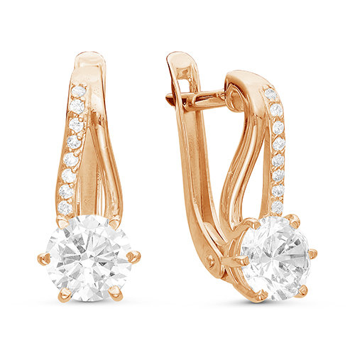 z2-9407 Серьги с фианитами. Золото 585. 