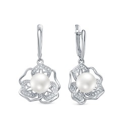 2-10232 Серьги с жемчугом. Серебро 925.