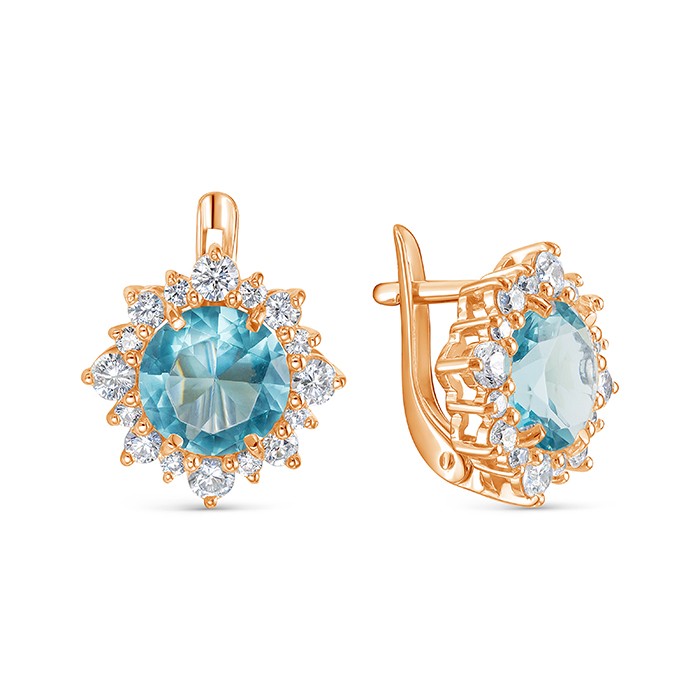 z2-10391 Серьги с фианитами. Золото 585. 