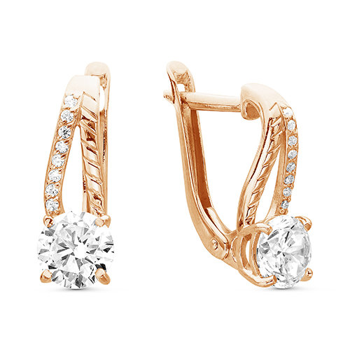 z2-9414 Серьги с фианитами. Золото 585. 